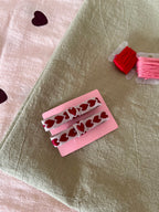 Amour d’Enfance – Lot de 2 Barrettes Cœur Rouge en Tissu | Accessoire Cheveux Fille & Femme