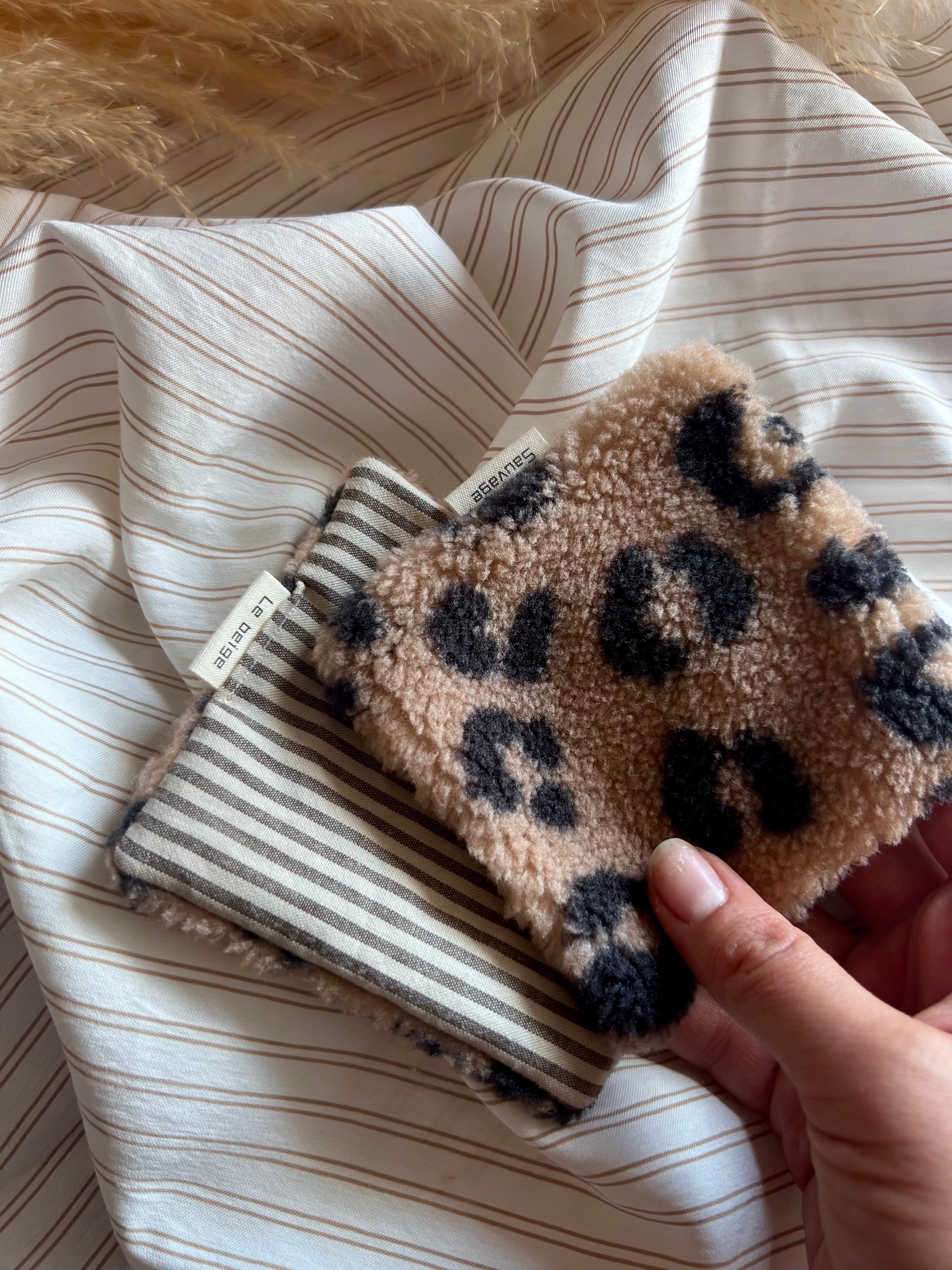 Grrr ! | Cotons Démaquillants Réutilisables Léopard  – Lot de 2 Lingettes Lavables Douces