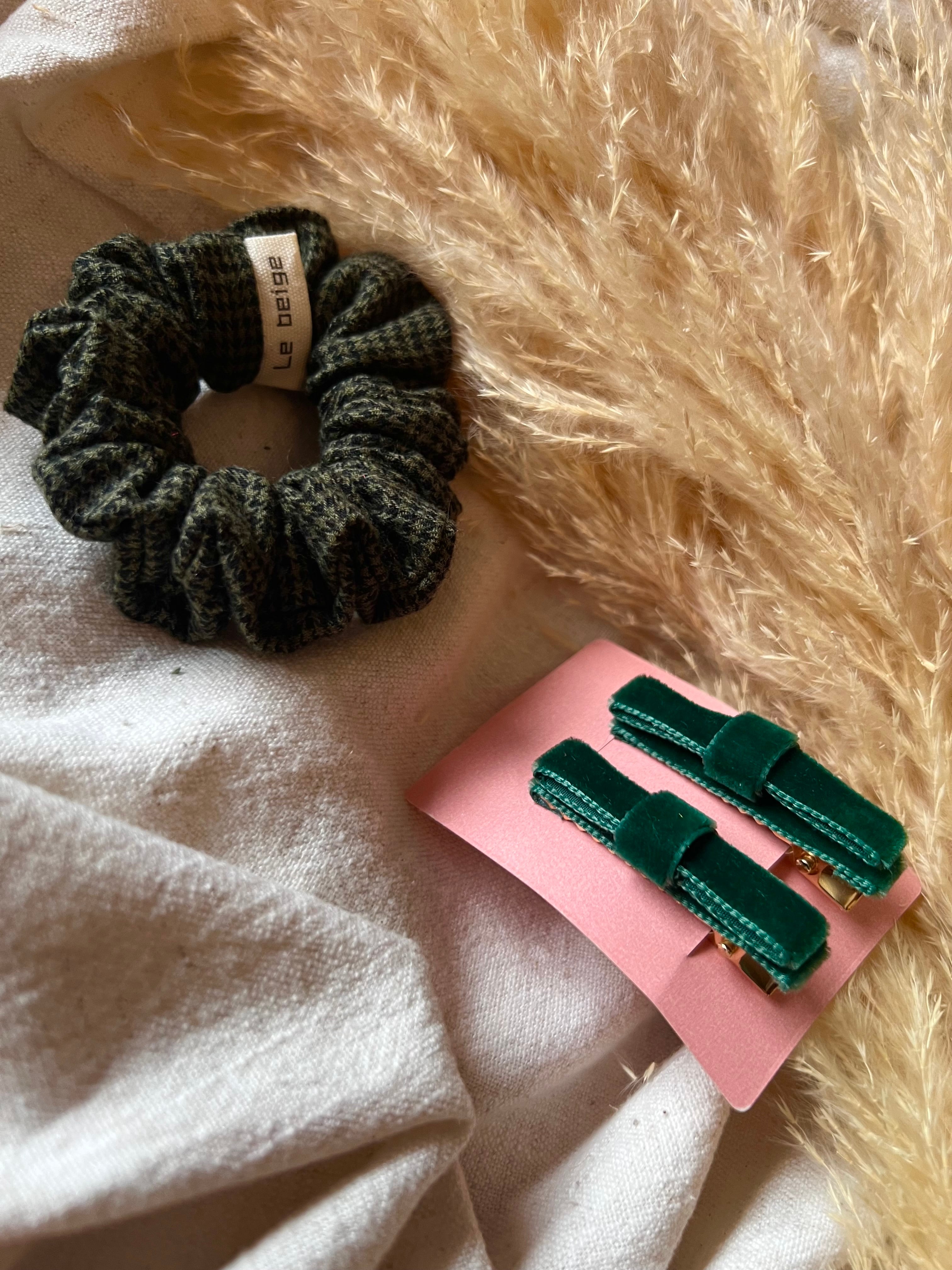 Duo barrettes vert sapin