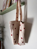 Le Tote Coeur | Tote bag cœur rouge réversible – sac cabas en coton cousu main, durable & éco-responsable
