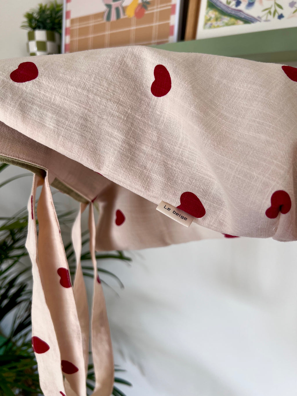 Le Tote Coeur | Tote bag cœur rouge réversible – sac cabas en coton cousu main, durable & éco-responsable