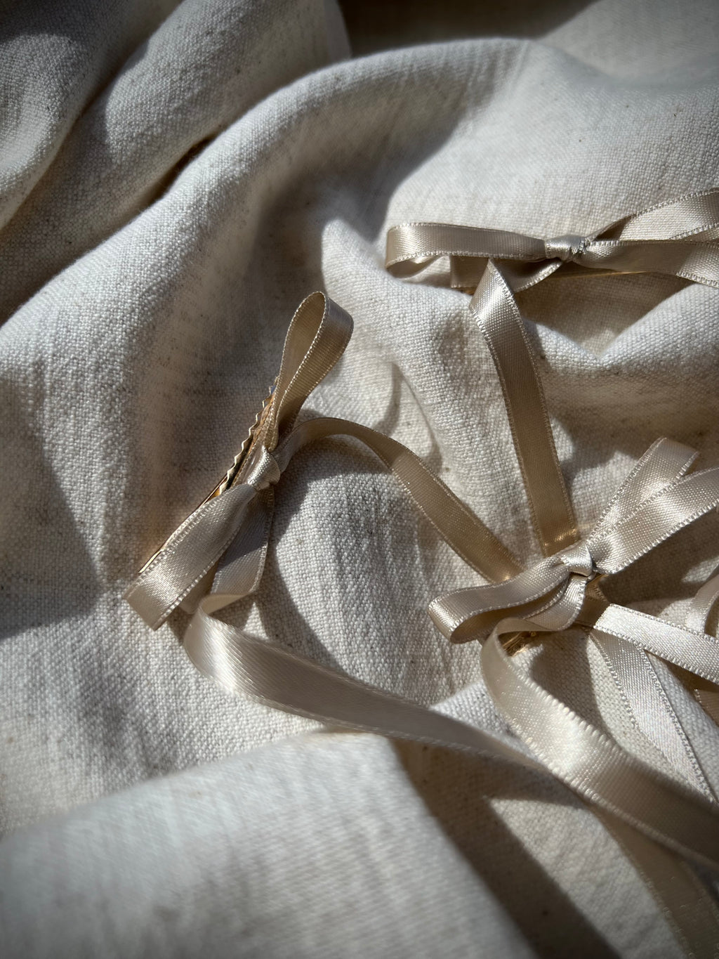 Duo Barrettes beiges satins