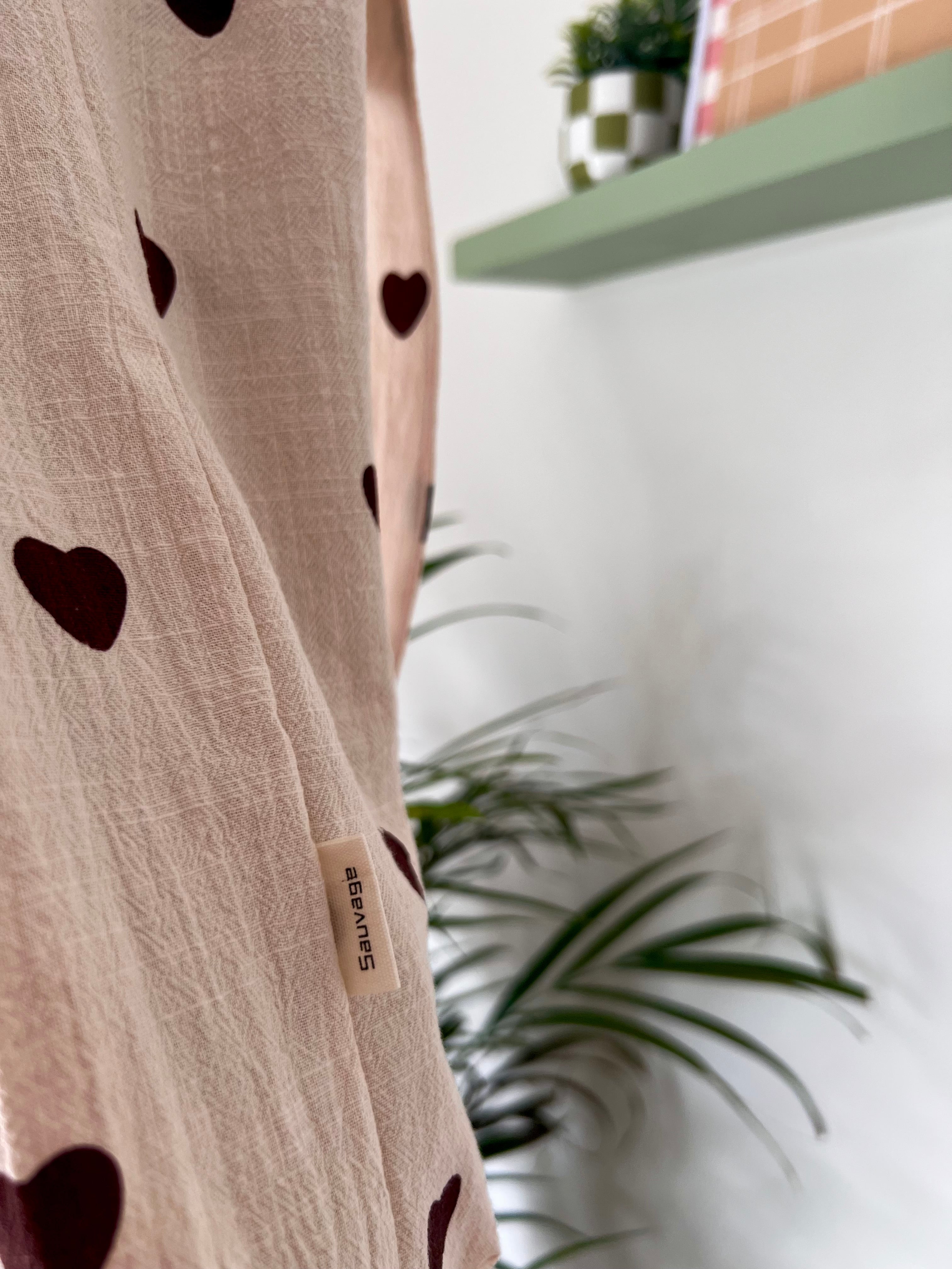 Le Tote Coeur Rayé | Tote bag réversible – sac cabas en coton cousu main, durable & éco-responsable